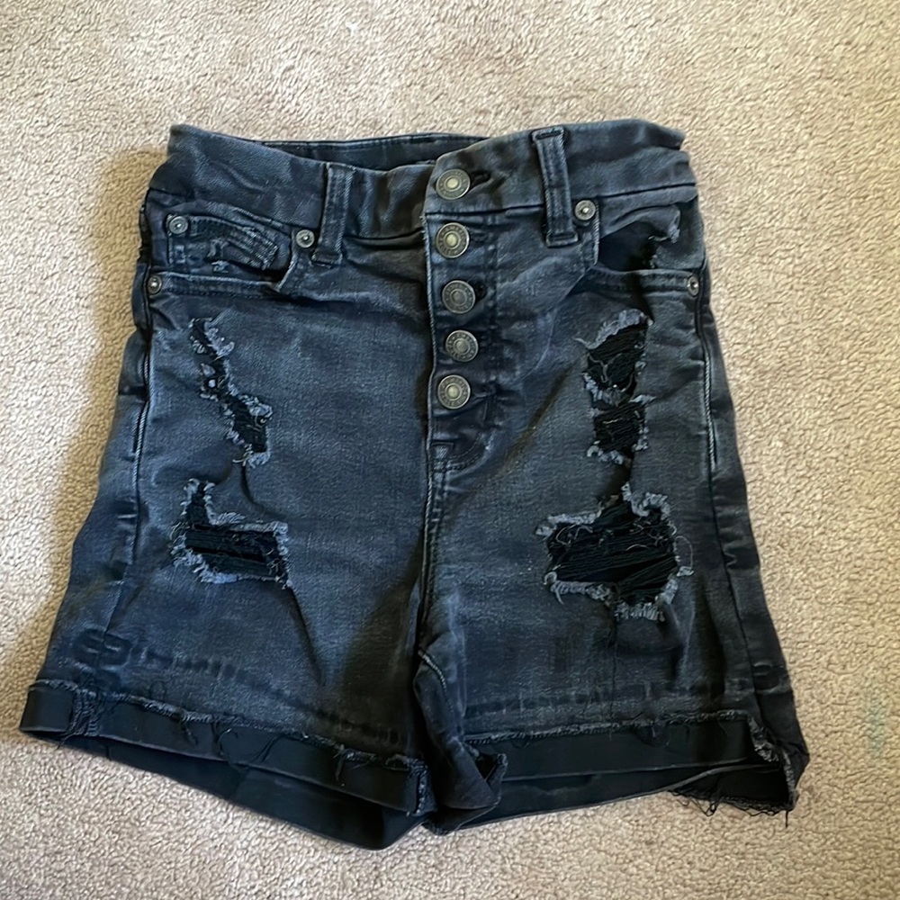 American eagle next level stretch black high waisted shorts
